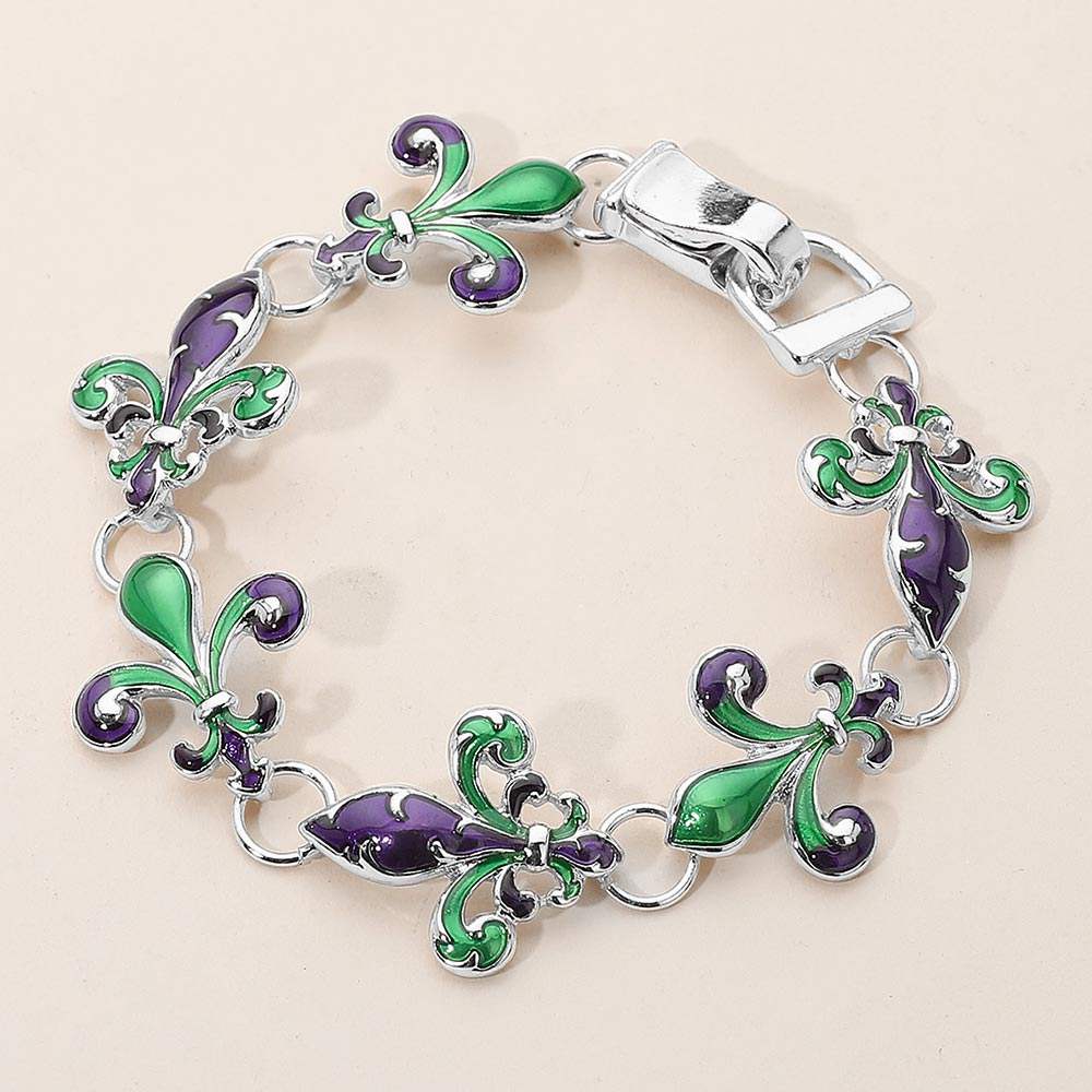 Enamel Fleur de Lis Link Magnetic Bracelet - Madeline Love - Flyclothing LLC