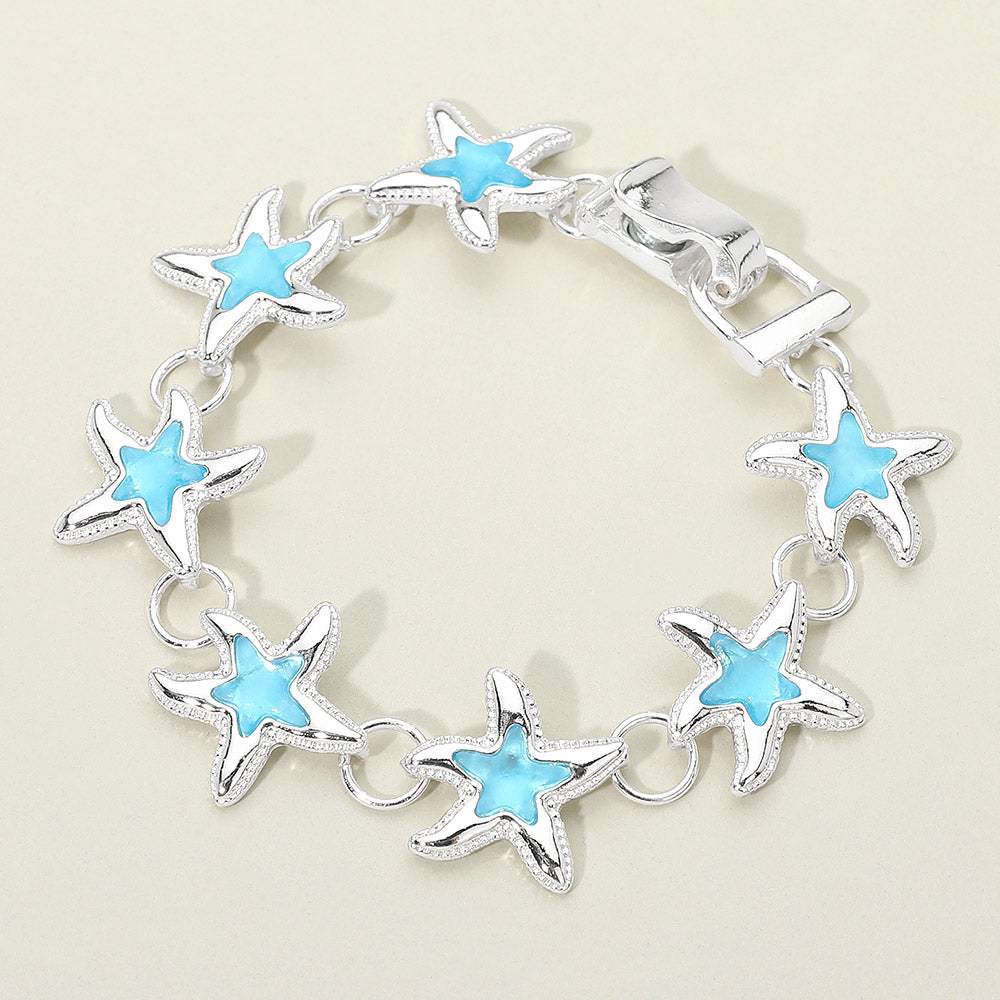 Sea Glass Starfish Charm Link Magnetic Bracelet - Madeline Love - Flyclothing LLC