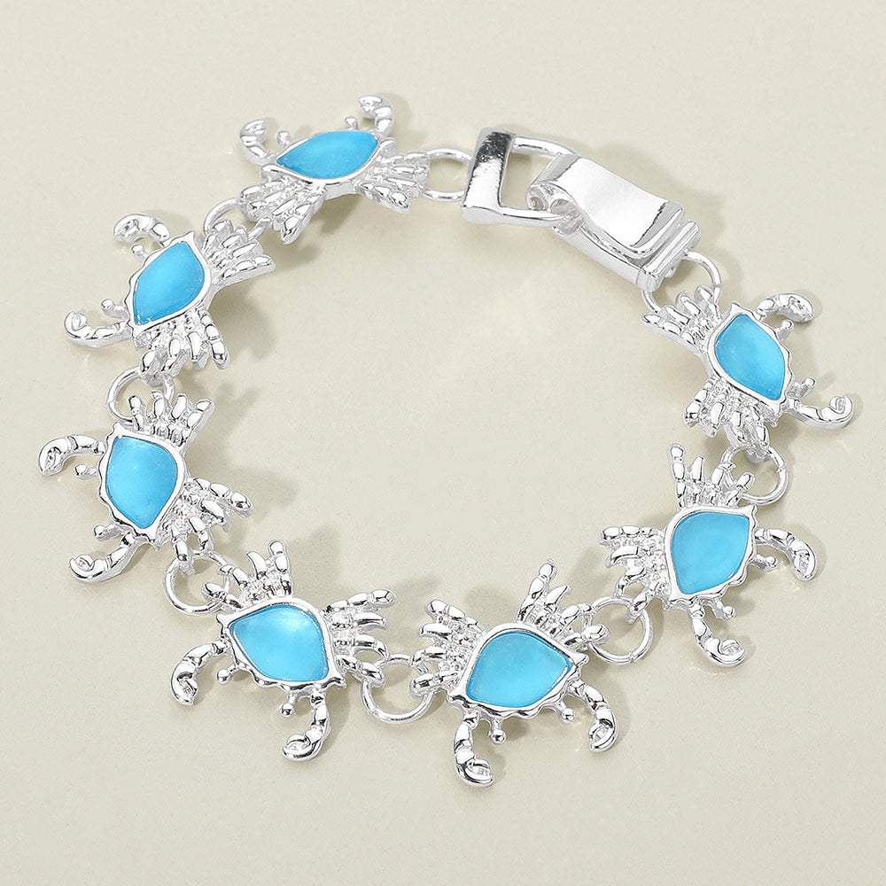 Sea Glass Crab Charm Link Magnetic Bracelet - Madeline Love - Flyclothing LLC