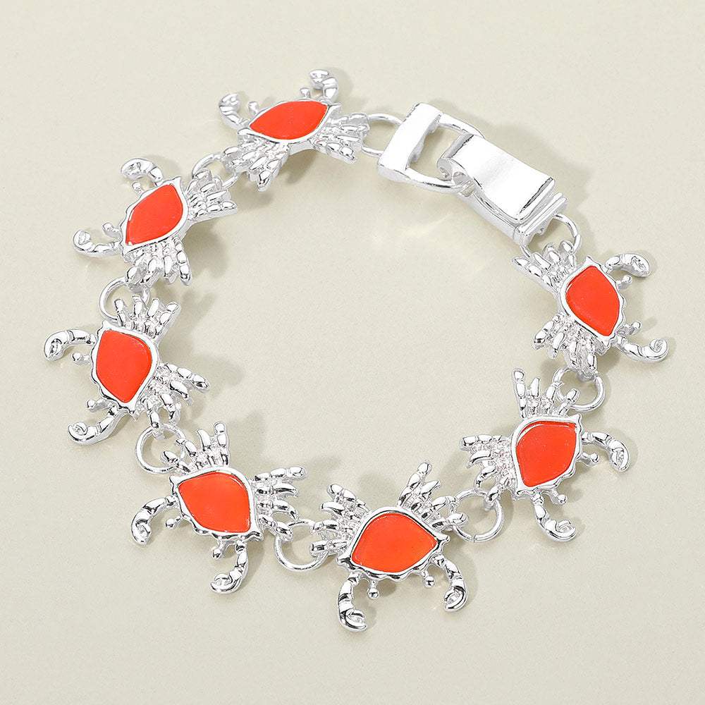 Sea Glass Crab Charm Link Magnetic Bracelet - Madeline Love - Flyclothing LLC
