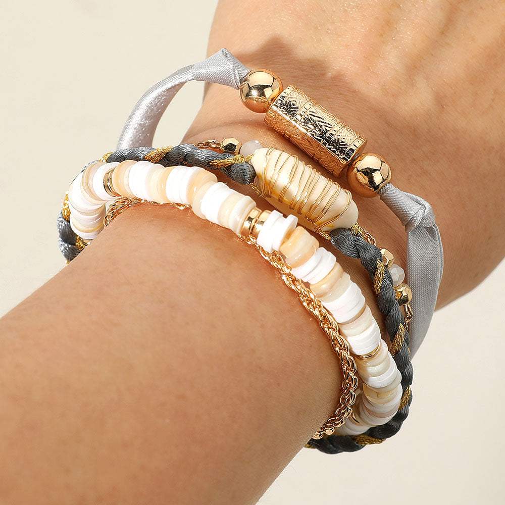 Puka Shell Heishi Beaded Multi Strand Magnetic Bracelet - Madeline Love - Flyclothing LLC