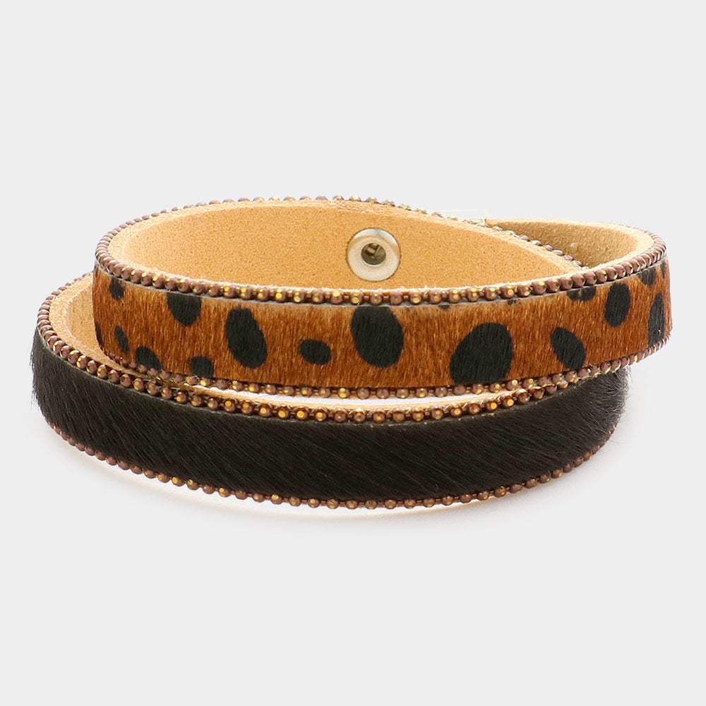 Animal Patterned Calf Magnetic Wrap Bracelet - Madeline Love - Flyclothing LLC