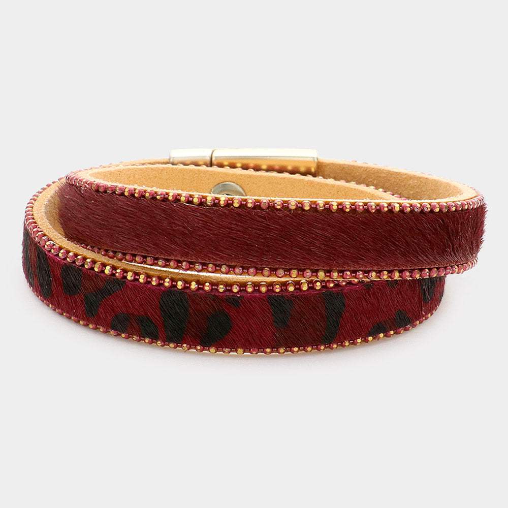 Animal Patterned Calf Magnetic Wrap Bracelet - Madeline Love - Flyclothing LLC