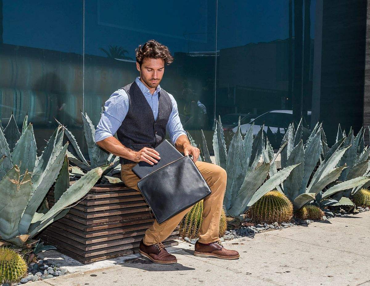 Kiko 13" laptop sleeve with snap closure - Kiko Leather - Flyclothing LLC