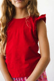 Red S/S Ruffle Tee - Mila & Rose ®
