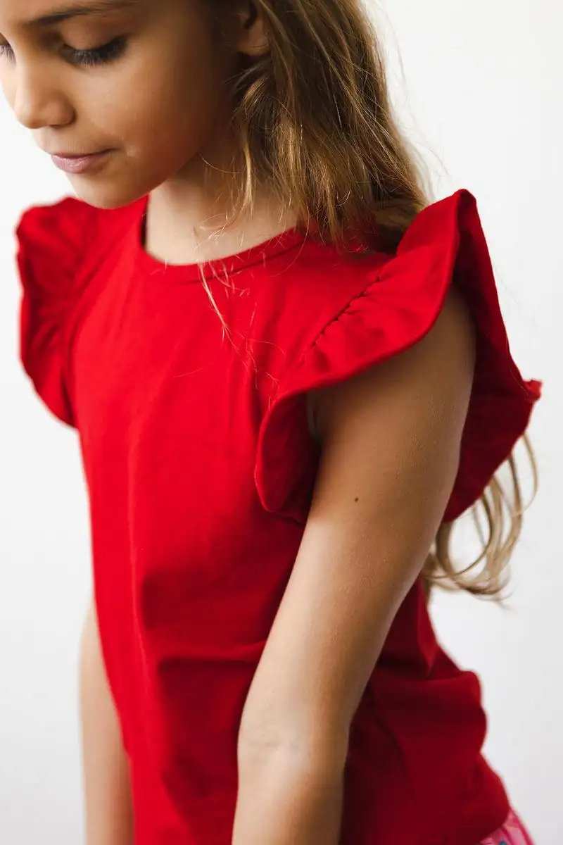 Red S/S Ruffle Tee - Mila & Rose ® - Flyclothing LLC