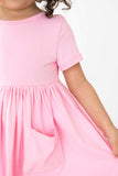 Bubblegum Pink S/S Pocket Twirl Dress - Mila & Rose ® - Flyclothing LLC