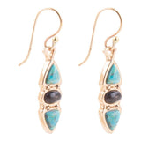 Blue Turquoise and Grey Labradorite Golden Drop Earrings - Barse Jewelry - Flyclothing LLC
