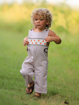 Fall Halloween & Thanksgiving Pumpkin Smock Embroidered Boys Romper - Rylee Faith Designs - Flyclothing LLC
