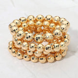 5PCS - Faceted Metal Ball Beaded Stretch Multi Layered Bracelets - Madeline Love - Flyclothing LLC