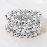 5PCS - Faceted Metal Ball Beaded Stretch Multi Layered Bracelets - Madeline Love - Flyclothing LLC