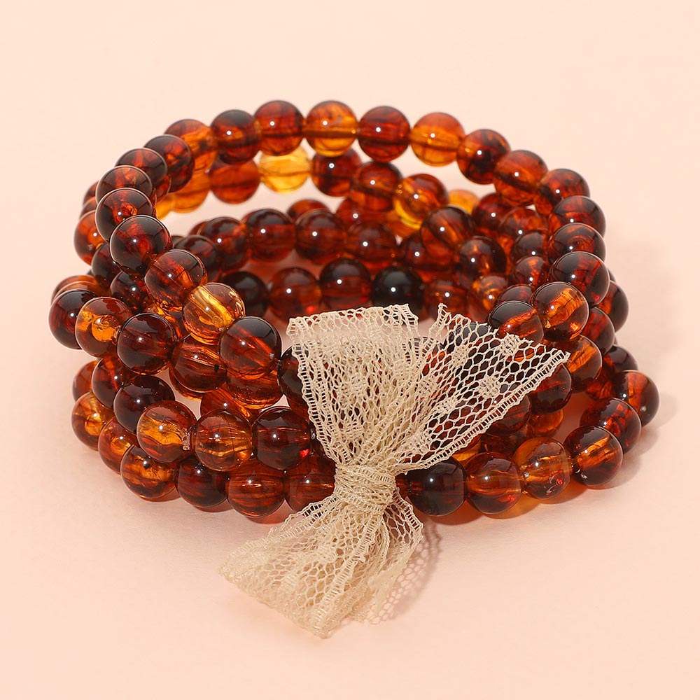 5PCS - Resin Ball Beaded Stretch Multi Layered Bracelets - Madeline Love - Flyclothing LLC