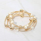 5PCS - Ball Metal Bar Beaded Stretch Multi Layered Bracelets - Madeline Love - Flyclothing LLC