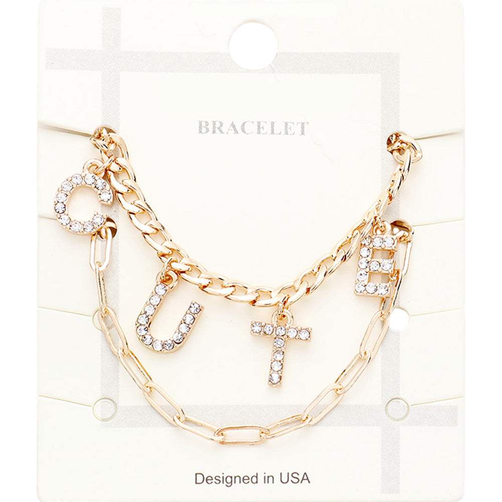 2PCS - CUTE Rhinestone Embellished Metal Chain Bracelets - Madeline Love - Flyclothing LLC