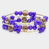 3PCS - Leopard Patterned Shamballa Ball Faceted Beaded Stretch Bracelets - Madeline Love - Flyclothing LLC