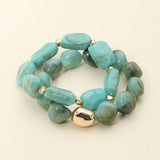 2PCS - Marbled Resin Pebble Beaded Stretch Multi Layered Bracelets - Madeline Love - Flyclothing LLC