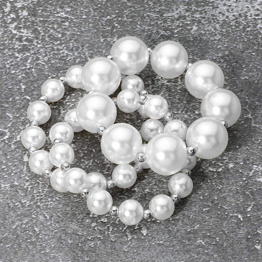 3PCS - Pearl Beaded Stretch Bracelets - Madeline Love - Flyclothing LLC