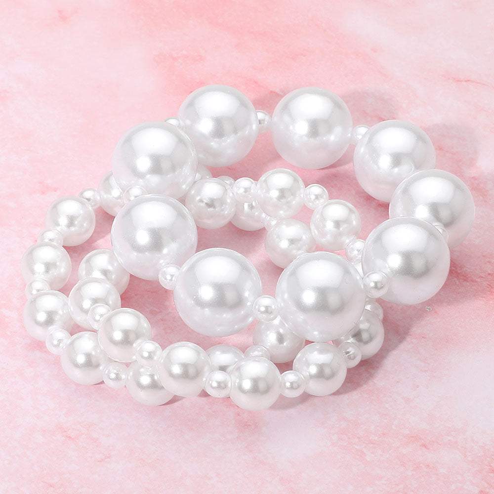 3PCS - Pearl Stretch Multi Layered Bracelets - Madeline Love - Flyclothing LLC