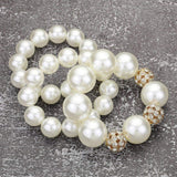 3PCS - Chunky Pearl Ball Beaded Stretch Multi Layered Bracelets - Madeline Love - Flyclothing LLC