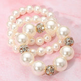 3PCS - Pearl Stone Ball Beaded Stretch Multi Layered Bracelets - Madeline Love - Flyclothing LLC
