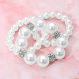 3PCS - Pearl Stone Ball Beaded Stretch Multi Layered Bracelets - Madeline Love - Flyclothing LLC