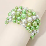 5PCS - Colorful Pearl Beaded Stretch Multi Layered Bracelets - Madeline Love - Flyclothing LLC