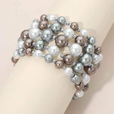 5PCS - Colorful Pearl Beaded Stretch Multi Layered Bracelets - Madeline Love - Flyclothing LLC