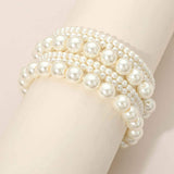 6PCS - Pearl Beaded Stretch Multi Layered Bracelets - Madeline Love - Flyclothing LLC