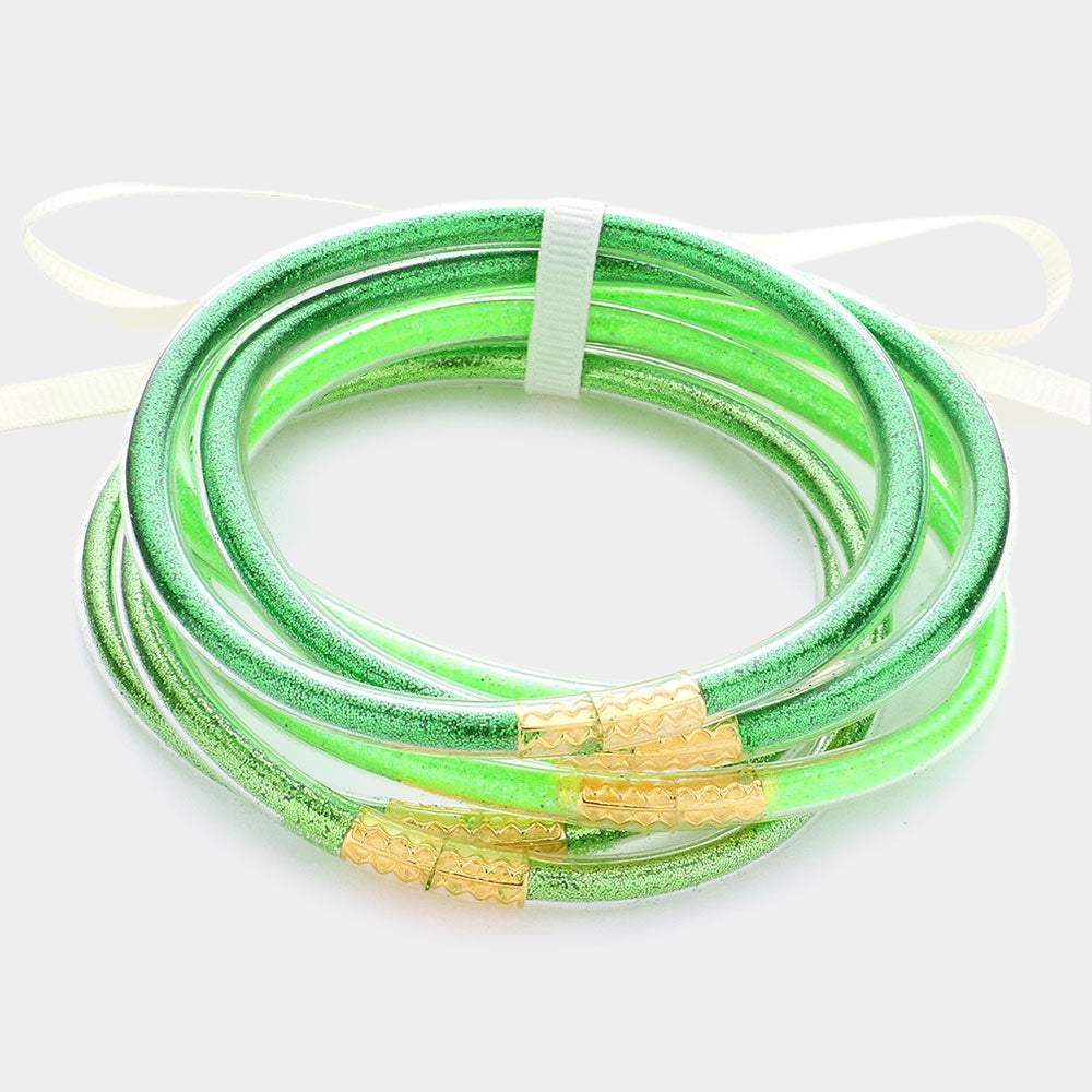 6PCS - Glitter Jelly Tube Bangle Bracelets - Madeline Love - Flyclothing LLC