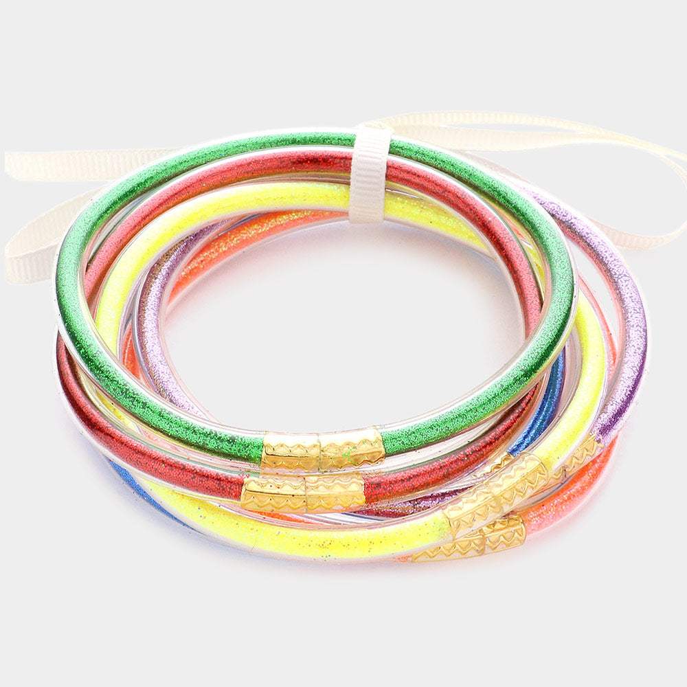 6PCS - Glitter Jelly Tube Bangle Bracelets - Madeline Love - Flyclothing LLC