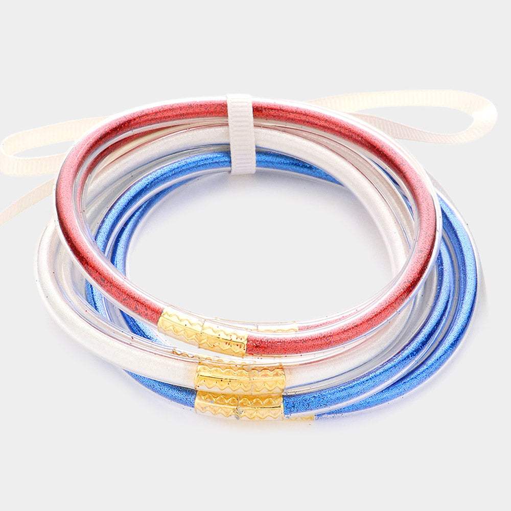 6PCS - Glitter Jelly Tube Bangle Bracelets - Madeline Love - Flyclothing LLC