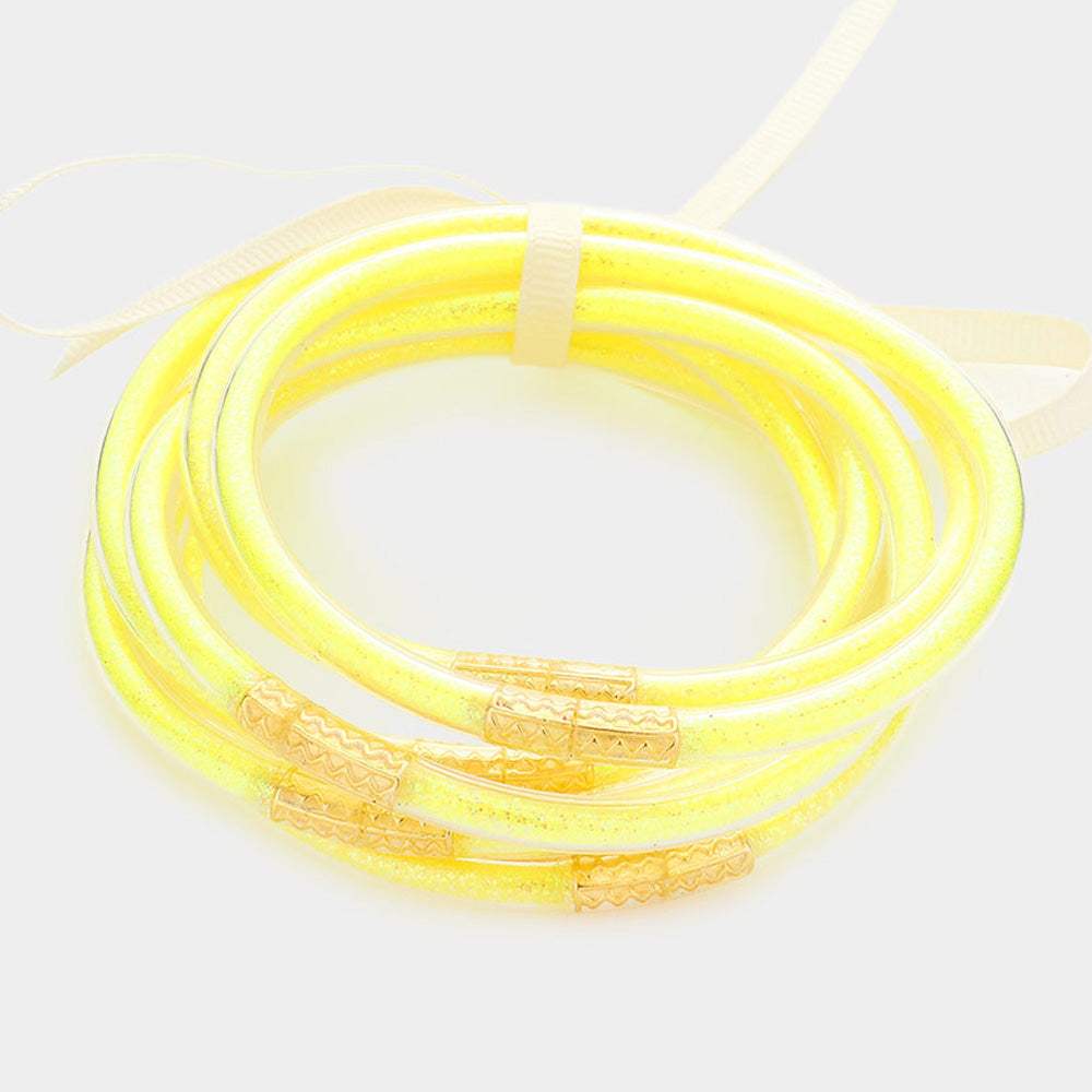 7PCS - Glitter Jelly Tube Bangle Bracelets - Madeline Love - Flyclothing LLC
