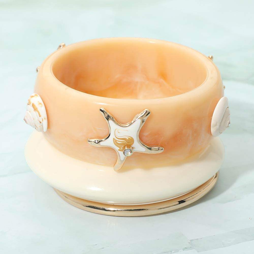 3PCS - Bold Starfish Accent Resin Multi Layered Bangle Bracelets - Madeline Love - Flyclothing LLC