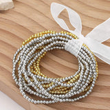 15PCS - Metal Ball Beaded Stretch Multi Layered Bracelets - Madeline Love - Flyclothing LLC