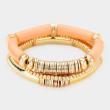 Resin Heishi Beaded Stretch Multi Layered Bracelets - Madeline Love - Flyclothing LLC