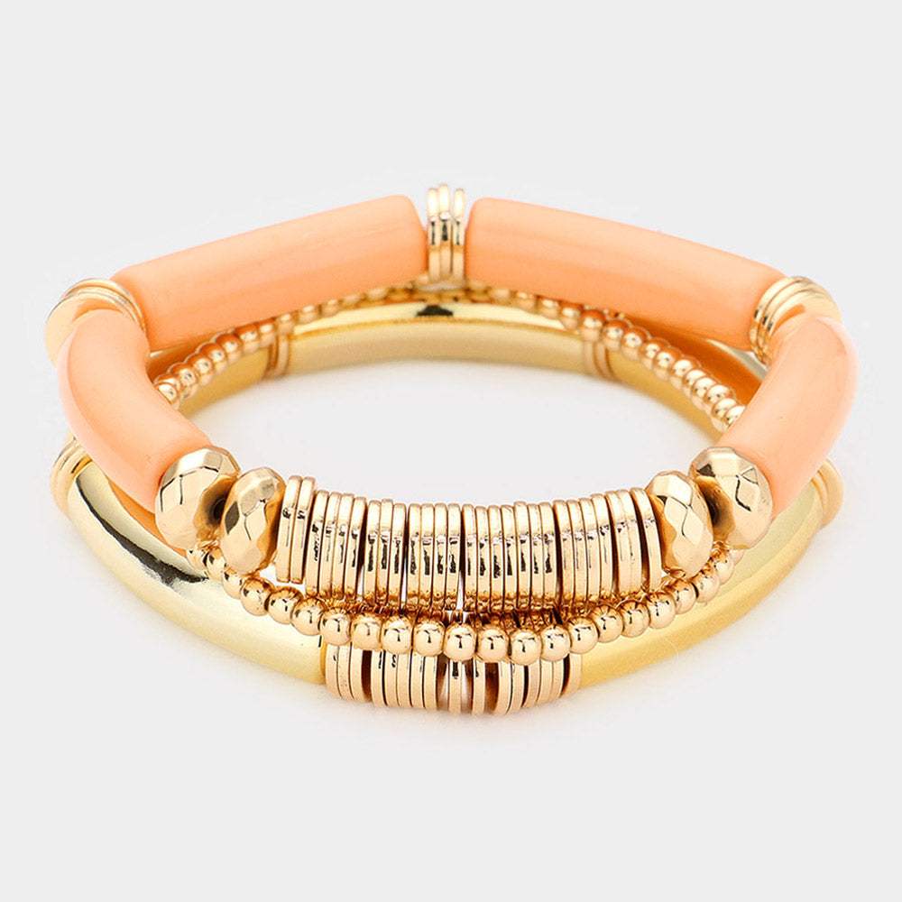 Resin Heishi Beaded Stretch Multi Layered Bracelets - Madeline Love - Flyclothing LLC