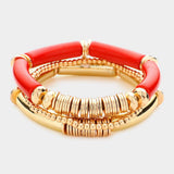 Resin Heishi Beaded Stretch Multi Layered Bracelets - Madeline Love - Flyclothing LLC