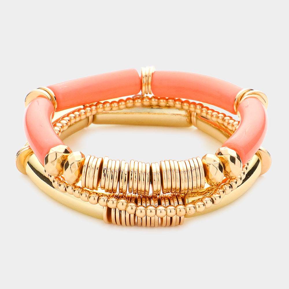 Resin Heishi Beaded Stretch Multi Layered Bracelets - Madeline Love - Flyclothing LLC