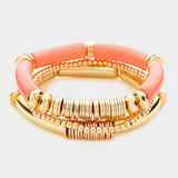 Resin Heishi Beaded Stretch Multi Layered Bracelets - Madeline Love - Flyclothing LLC