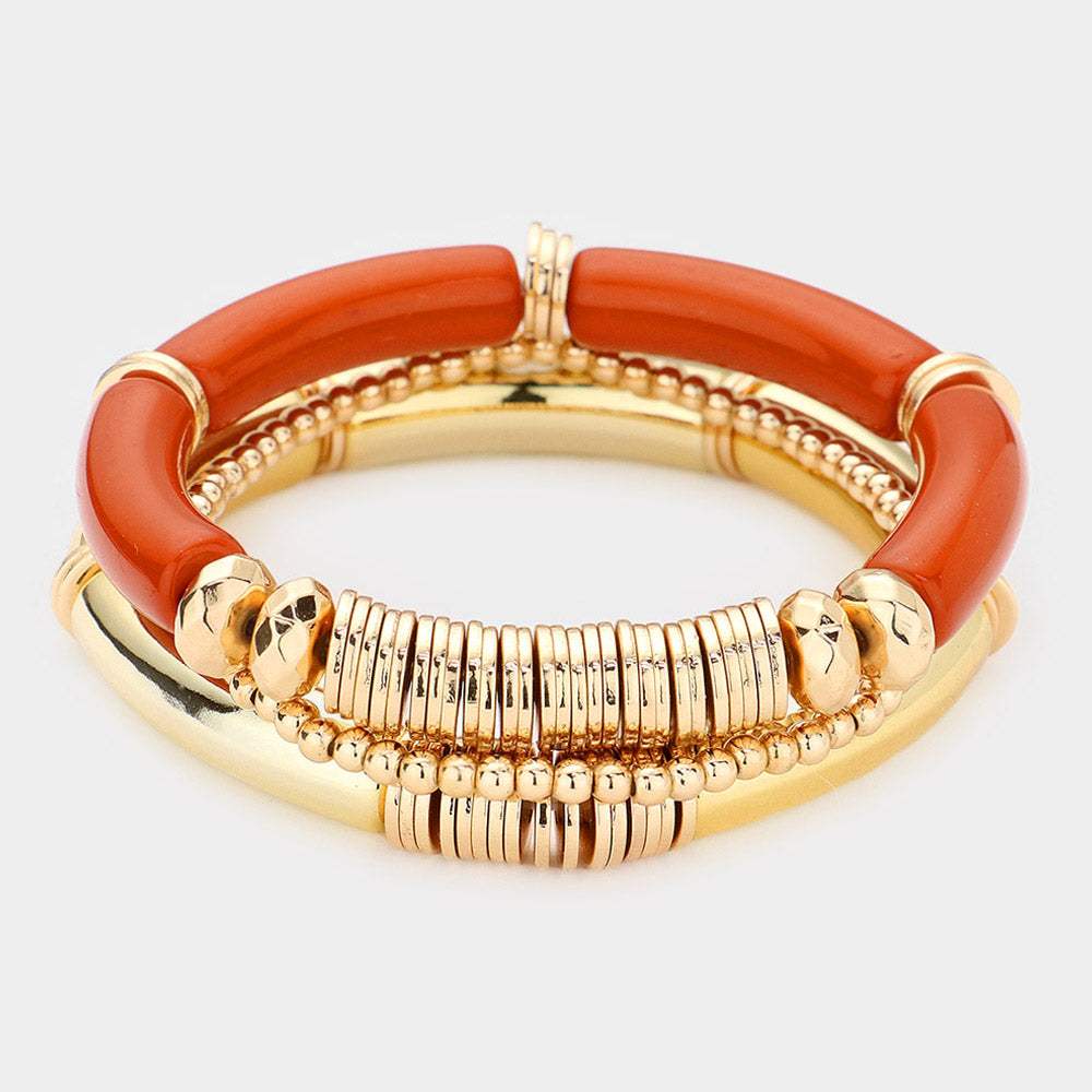Resin Heishi Beaded Stretch Multi Layered Bracelets - Madeline Love - Flyclothing LLC