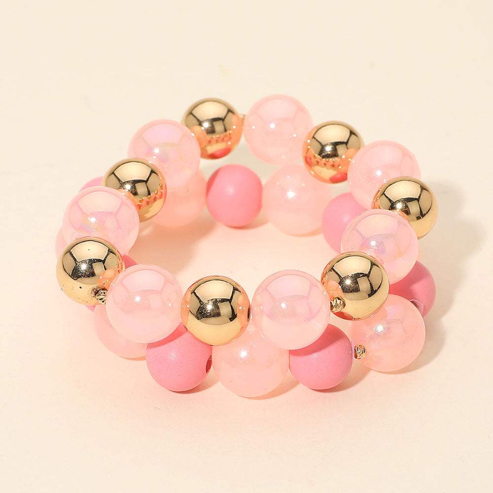 2PCS - Chunky Ball Beaded Stretch Multi Layered Bracelets - Madeline Love - Flyclothing LLC
