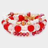 3PCS - Natural Stone Faceted Beaded Stretch Bracelets - Madeline Love - Flyclothing LLC
