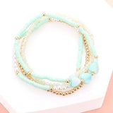 4PCS - Heart Pearl Heishi Beaded Stretch Bracelets - Madeline Love - Flyclothing LLC