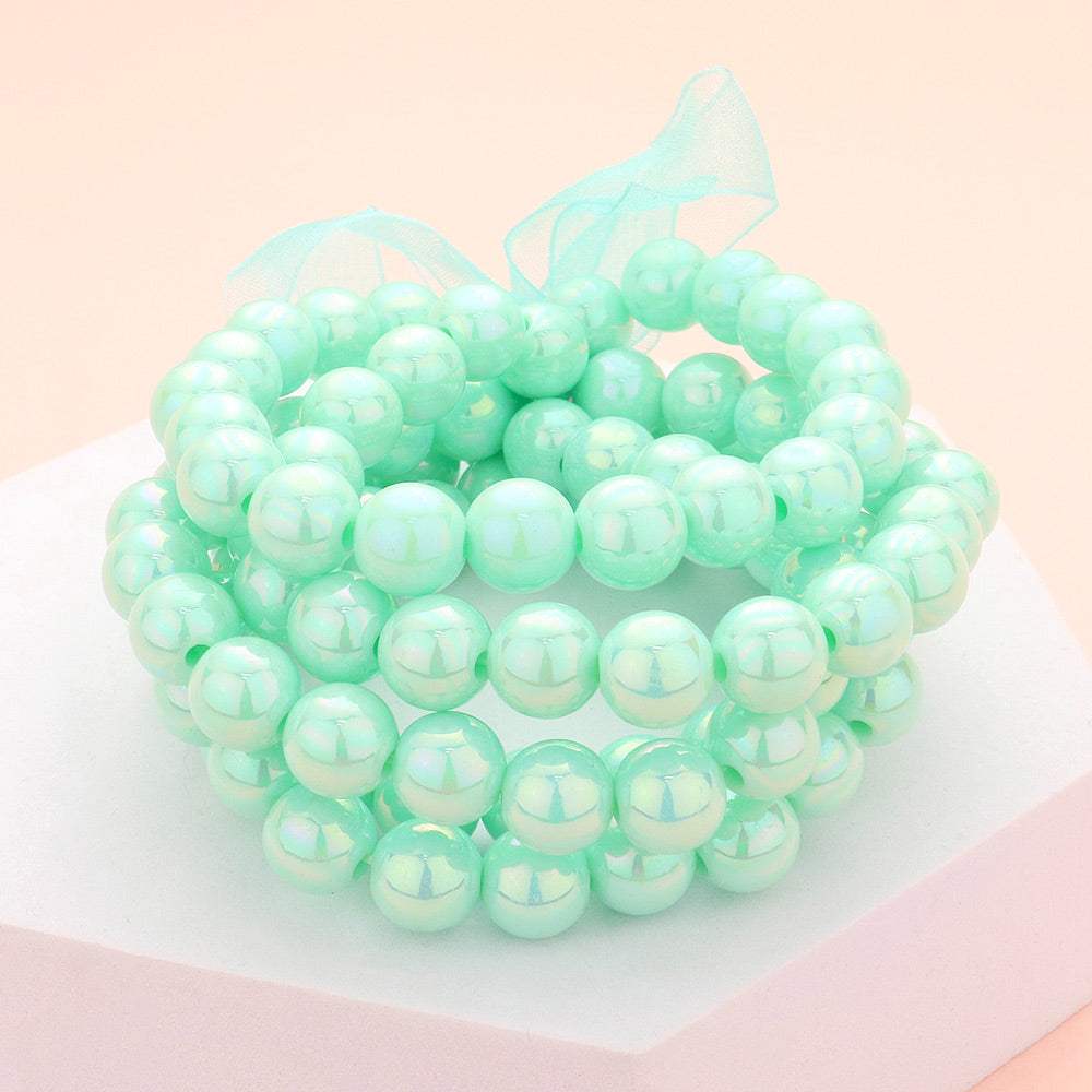 5PCS - Hologram Beaded Stretch Bracelets - Madeline Love - Flyclothing LLC
