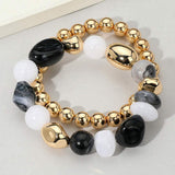 2PCS - Colorful Pebble Beaded Stretch Multi Layered Bracelets - Madeline Love - Flyclothing LLC