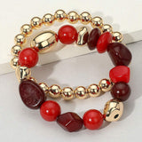 2PCS - Colorful Pebble Beaded Stretch Multi Layered Bracelets - Madeline Love - Flyclothing LLC