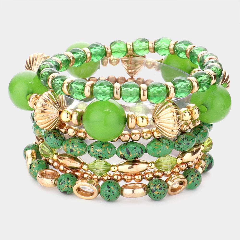 7PCS - Paint Splash Beaded Stretch Bracelets - Madeline Love - Flyclothing LLC