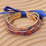 12PCS - Ribbon Slim Rhinestone Stretch Multi Layered Bracelet - Madeline Love - Flyclothing LLC