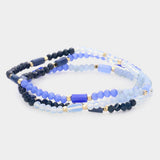 3PCS - Faceted Rectangle Beaded Stretch Bracelets - Madeline Love - Flyclothing LLC