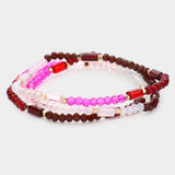 3PCS - Faceted Rectangle Beaded Stretch Bracelets - Madeline Love - Flyclothing LLC